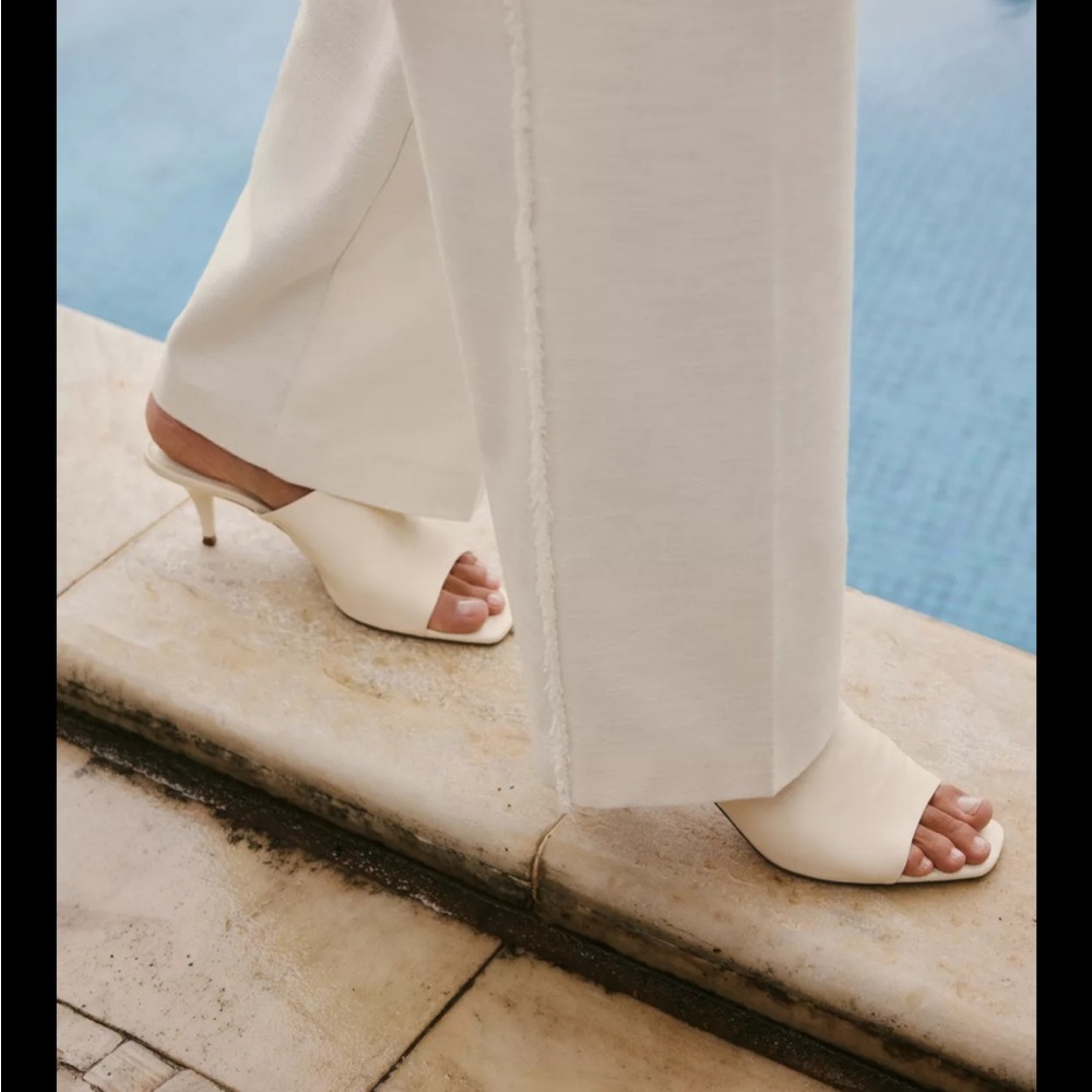 Zara Cream Heeled Mules